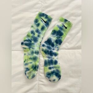 Nike Green and Blue Tie-Dye Crew Socks